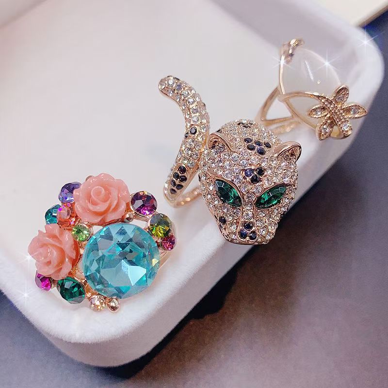 CICIDIY-Advanced retro brick inlaid resin gemstone ring-Open inlive