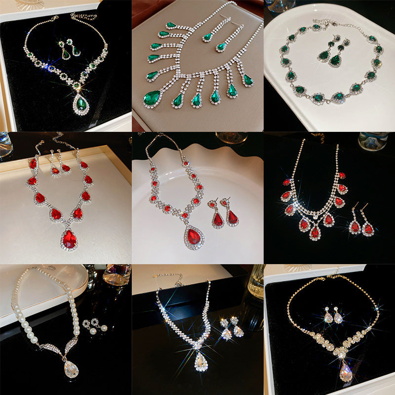 CICIDIY-Sparkle Set Zircon Necklace and Earrings-Live Selection