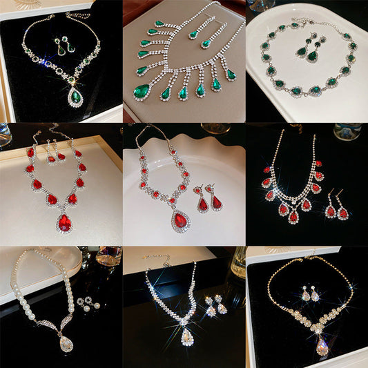 CICIDIY-Sparkle Set Zircon Necklace and Earrings-Live Selection