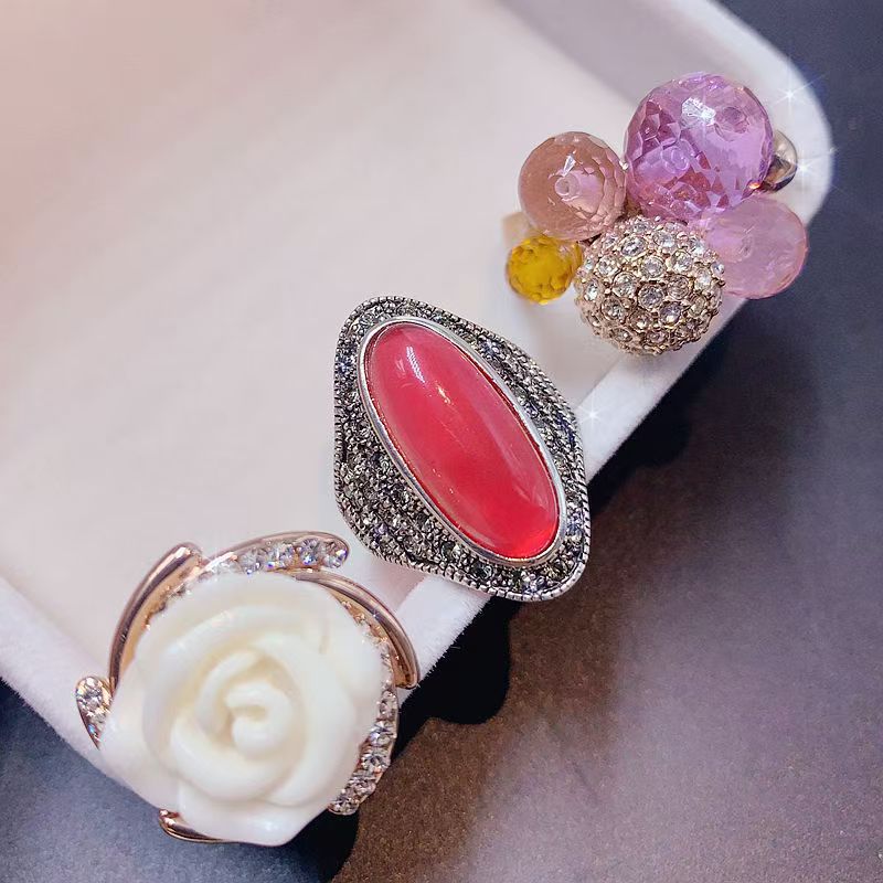 CICIDIY-Advanced retro brick inlaid resin gemstone ring-Open inlive