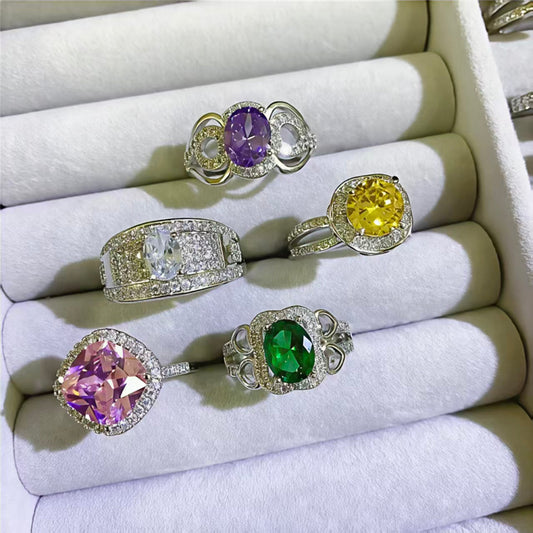 CICIDIY-Premium Sparkling Ring with Large Zircon Brick Stones-Open inlive