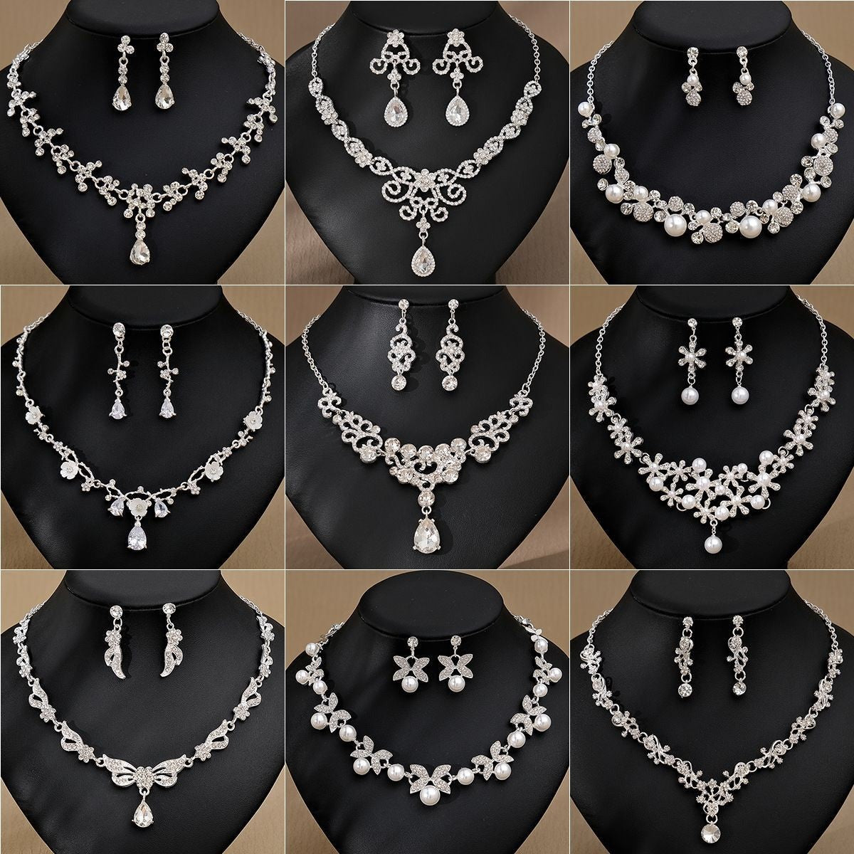 CICIDIY-Sparkle Set Zircon Necklace and Earrings-Live Selection