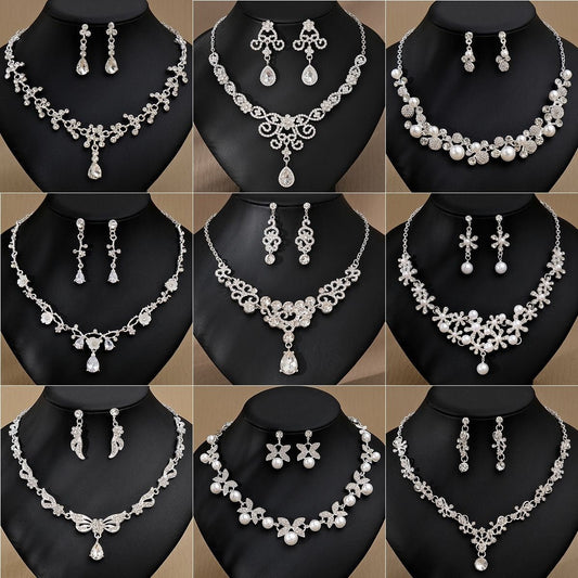 CICIDIY-Sparkle Set Zircon Necklace and Earrings-Live Selection