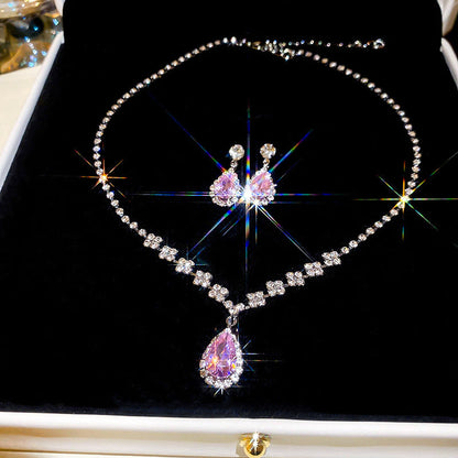 CICIDIY-Sparkle Set Zircon Necklace and Earrings-Live Selection