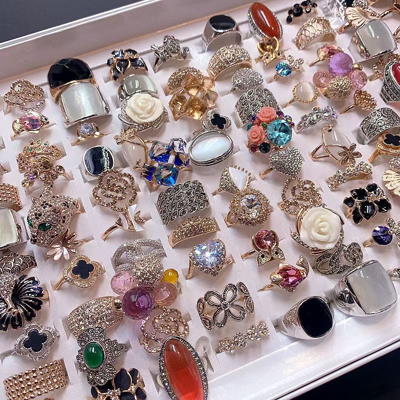 CICIDIY-Advanced retro brick inlaid resin gemstone ring-Open inlive